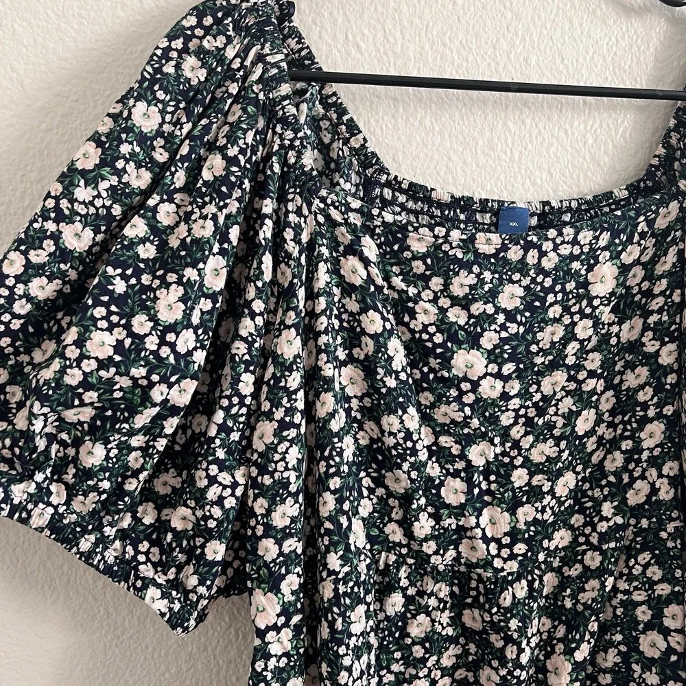 Women's XXL Peasant Top Blouse Smocked Puff Sleeve Floral Cottagecore Old Navy